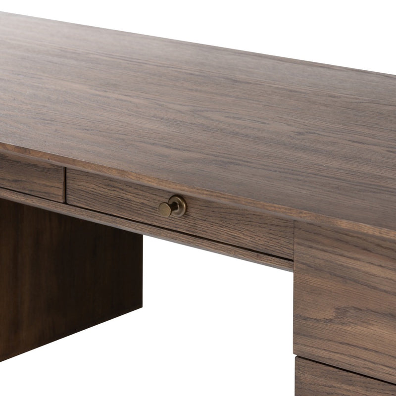 Markia Executive Desk Aged Oak Veneer Handles 236894-001