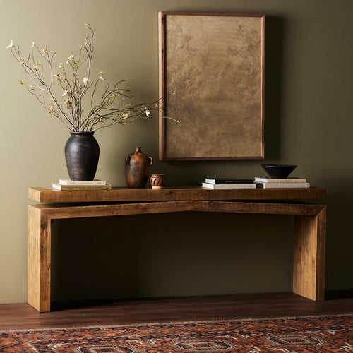 Matthes Console Table Rustic Natural Staged View
