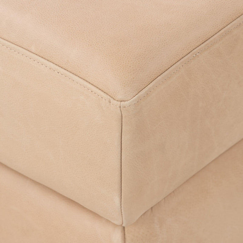Maximo Accent Stool Palermo Nude Top Grain Leather Corner Detail Four Hands