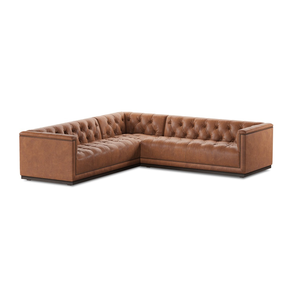 Maxx 3-Piece Sectional Heirloom Sienna 101" Angled View Four Hands