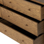 Four Hands Meadow 6 Drawer Dresser Tawny Oak Open Drawers Top View