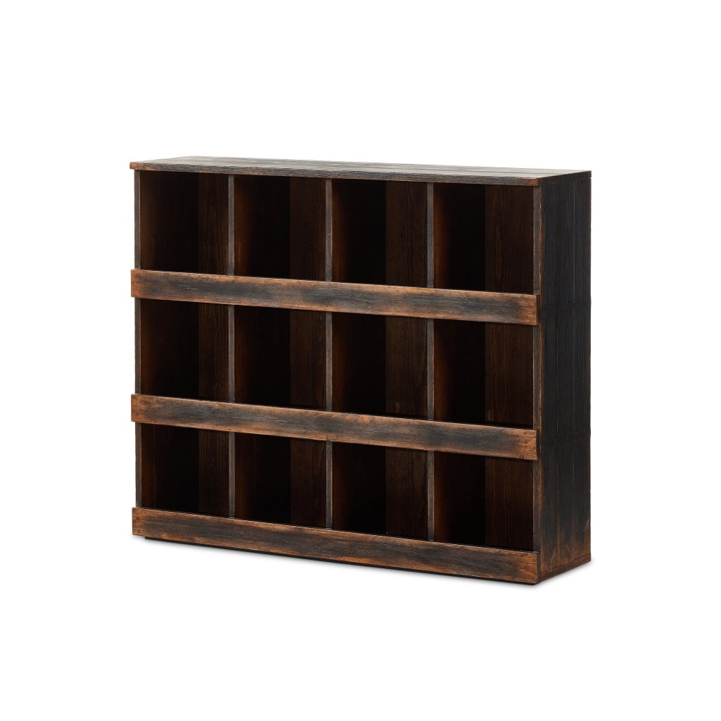 Mercantile Shop Store Cabinet Aged Brown Angled View 242088-001