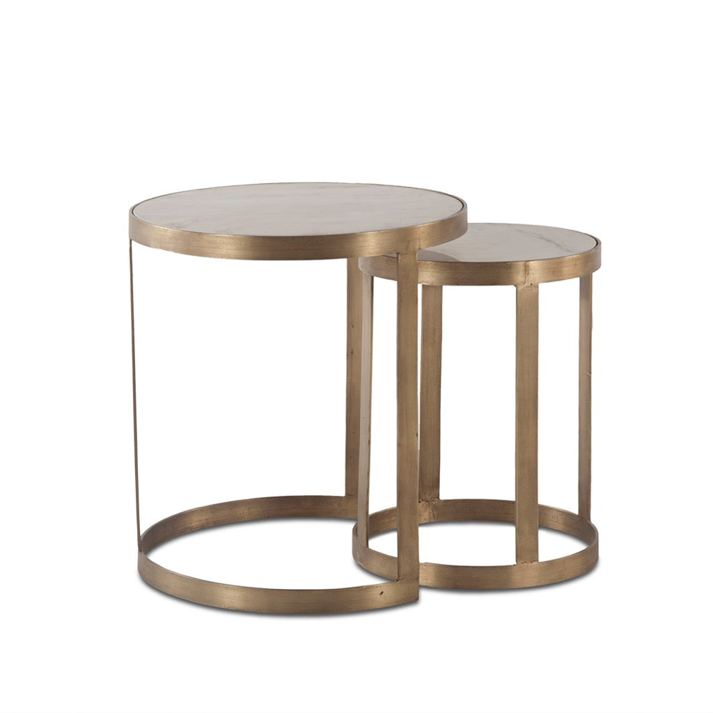 HTD Michaelangelo Nesting Side Tables - White Marble Top – Artesanos ...