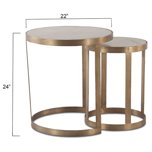 Michaelangelo Nesting Side Tables FMI-SNT22WMAB full view with dimensions