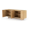 Four Hands Mika Dining Sideboard Whitewash Oak Angled View Open Doors