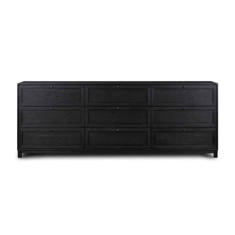 Four Hands Millie 9 Drawer Dresser - Drifted Matte Black Veneer Four Hands Millie 9 Drawer Dresser - Drifted Matte Black Veneer