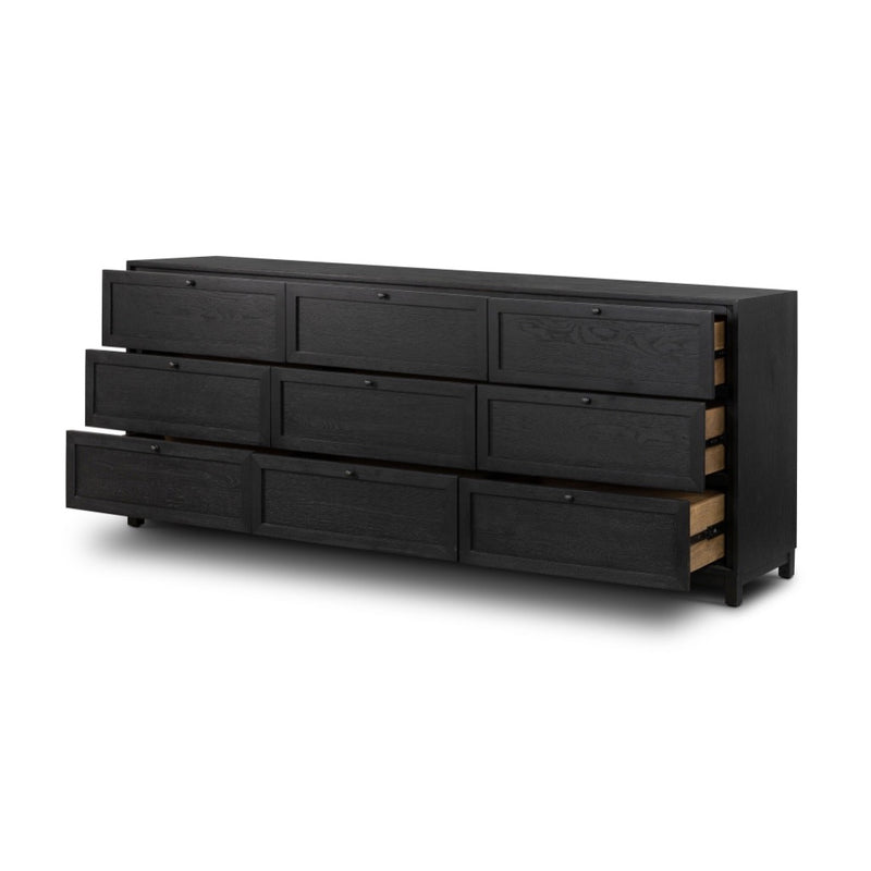 Four Hands Millie 9 Drawer Dresser - Drifted Matte Black Veneer Four Hands Millie 9 Drawer Dresser - Drifted Matte Black Veneer