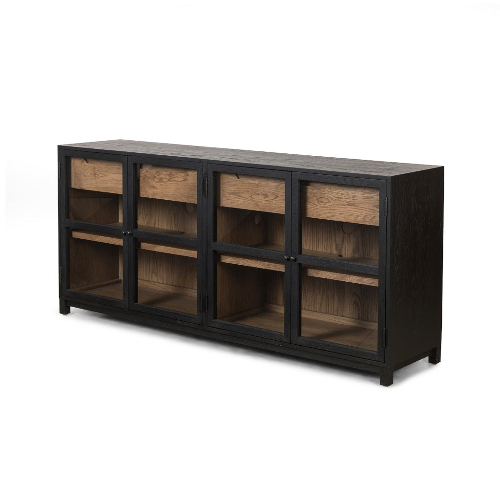 Millie Large Sideboard Matte Black Angled View Four Hands