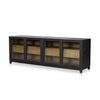 Millie Media Console Drifted Matte Black Angled View Four Hands