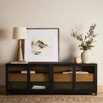 Millie Media Console Drifted Matte Black Staged View 231950-001