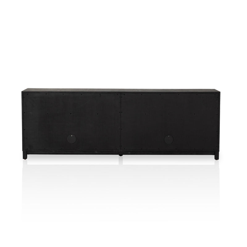 Four Hands Millie Media Console Drifted Matte Black Back View