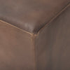 Mercana Minara Square Ottoman Brown Leather Corner Detail