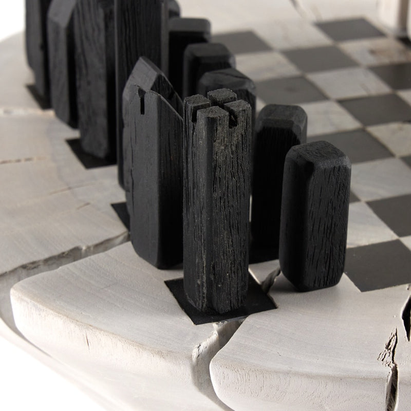 Modern Chess Set Ivory Reclaimed Wood Chess Pieces 230311-002