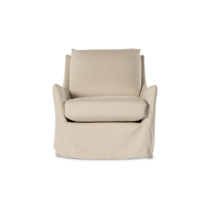 Four Hands Monette Slipcover Swivel Chair Brussels Natural Front Facing View