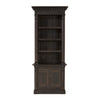 Mr. Percy Found The Top Bookcase Aged Brown Veneer Front Facing View Four Hands