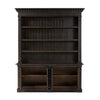 Four Hands Mr. Percy Found The Top Wide Bookcase Aged Brown Veneer Front Facing View Open Cabinets