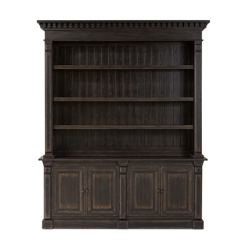 Mr. Percy Found The Top Wide Bookcase Aged Brown Veneer Front Facing View 242090-001