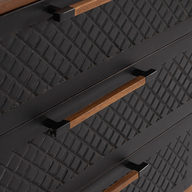 6-drawer dresser black-brown Six Drawer Dresser, dark brown wood, modern, metallic accents - Bed Bath & Beyond