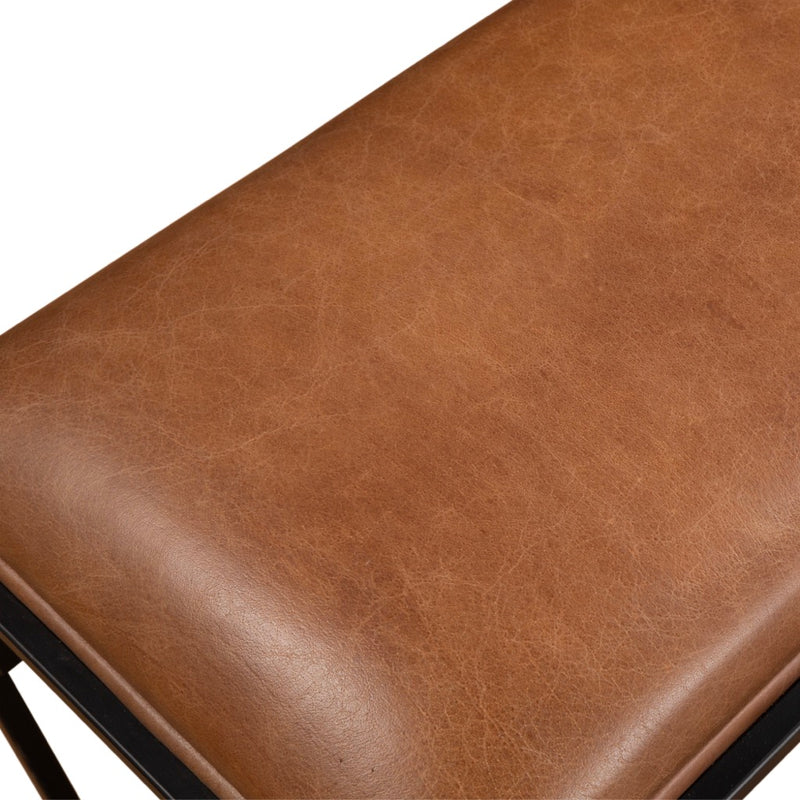 New York 62" Cognac Leather Iron Bench FNY-BN62COG cognac leather 