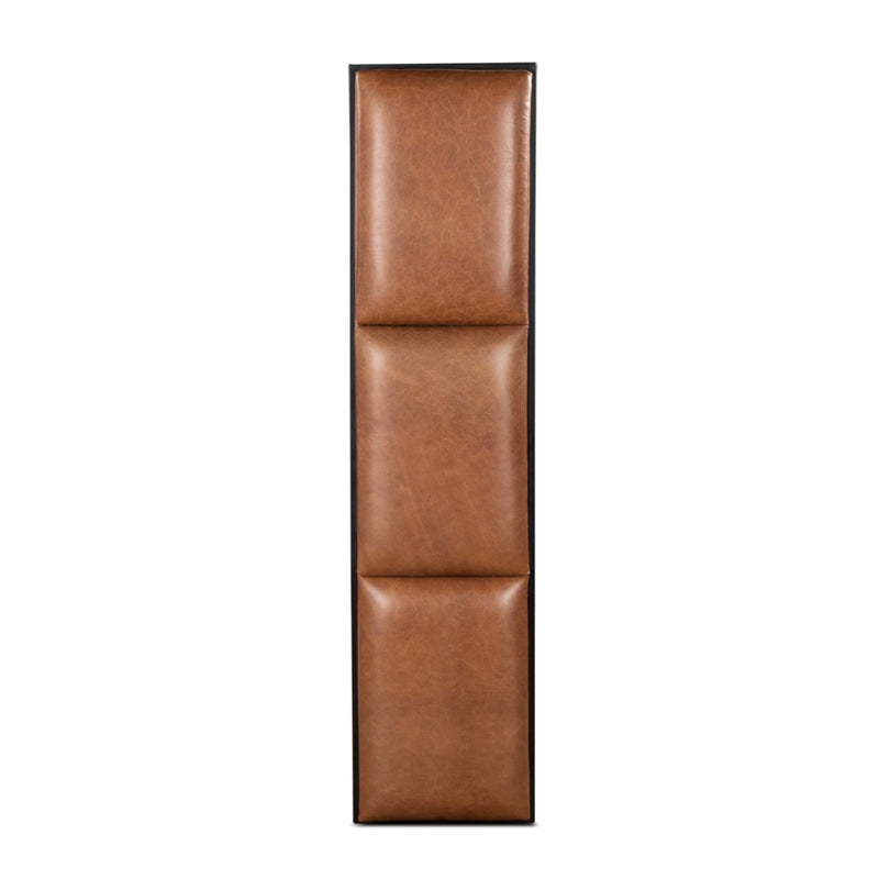 New York 62" Cognac Leather Iron Bench FNY-BN62COG overhead view 