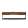 New York 62" Cognac Leather Iron Bench FNY-BN62COG front view 