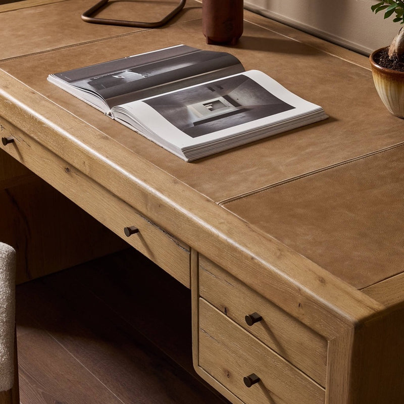 Four Hands Nico Desk - Aged Natural Oak Veneer