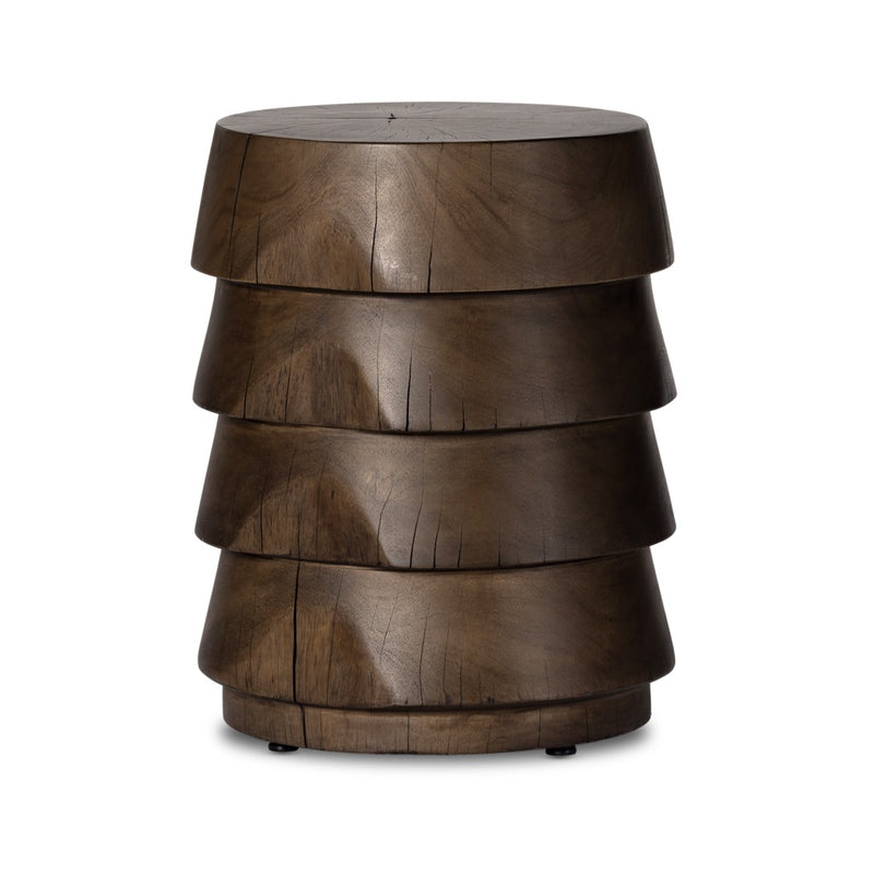 Nori Reclaimed Wood End Table Front Facing View Four Hands