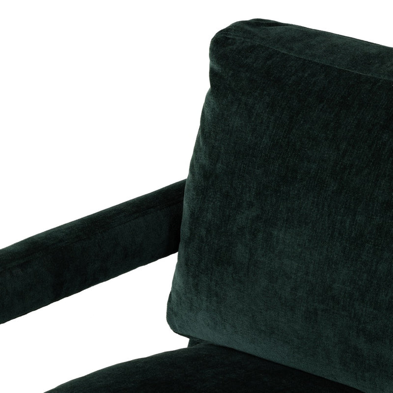 Four Hands Olson Swivel Chair Emerald Worn Velvet Armrest