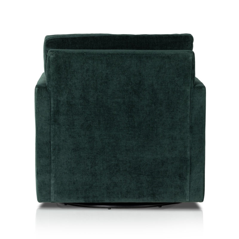 Olson Swivel Chair Emerald Worn Velvet Back View Four Hands