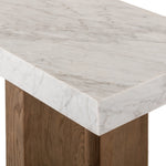 Olympia Console Table White Carrara Marble Corner Detail Four Hands