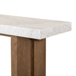 Olympia Console Table White Carrara Marble Oak Leg Corner Detail Four Hands