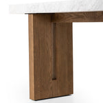 Olympia Console Table White Carrara Marble Oak Leg Detail 239441-001