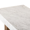 Olympia Console Table White Carrara Marble Top Angled Detail 239441-001