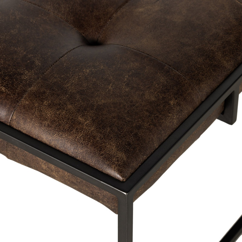 Oxford Square Coffee Table Top Grain Leather Tufting Four Hands
