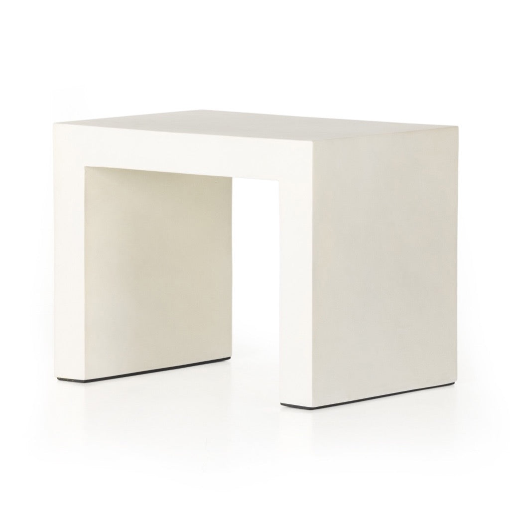 Parish End Table White Concrete Angled View Four Hands