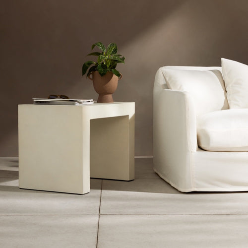 Parish End Table White Concrete Staged View 104574-005