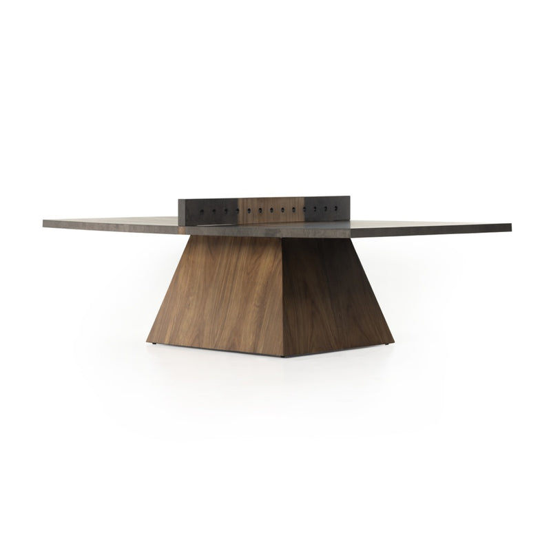 Ping Pong Table Natural Brown Guanacaste Angled View Four Hands