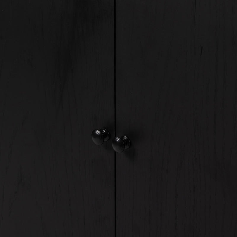 Four Hands Pollard Media Console Brushed Ebony Oak Veneer Handles