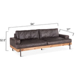 Portofino Industrial Sofa GPF-ISOF-MOR angled with dimensions 