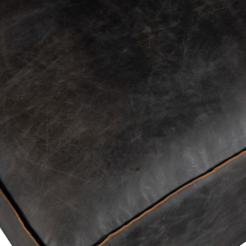 Portofino Loft Sectional Ottoman - Antique Ebony Leather