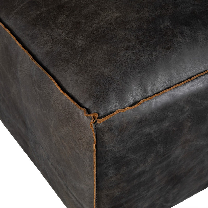 Portofino Loft Sectional Ottoman - Antique Ebony Leather