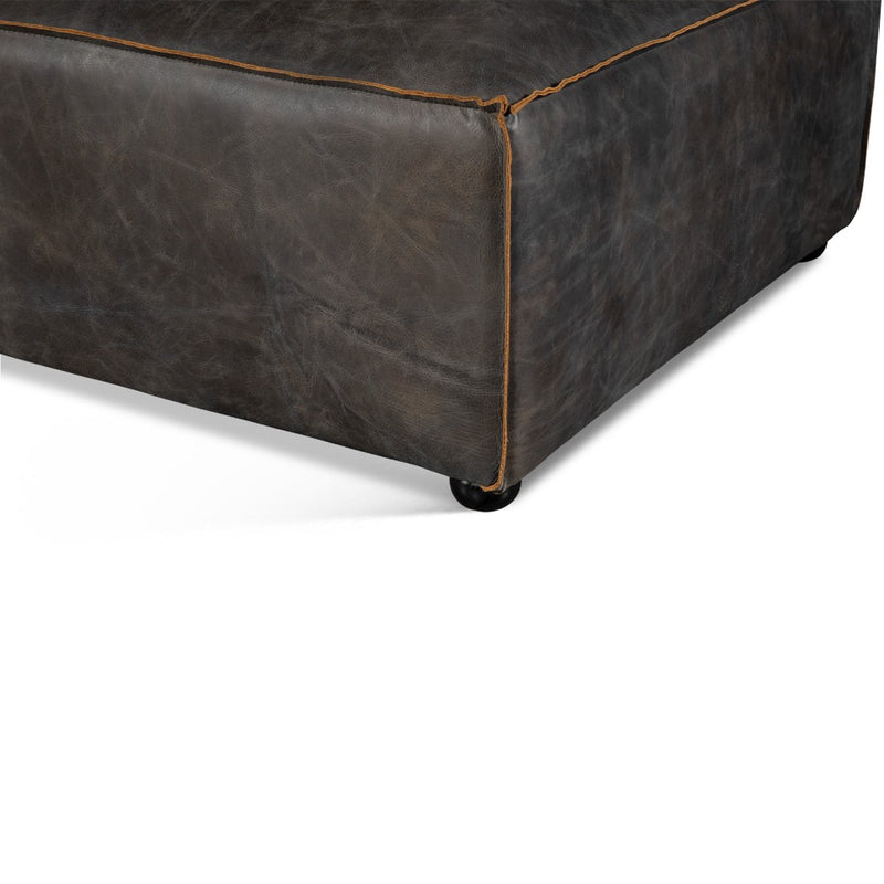 Portofino Loft Sectional Ottoman - Antique Ebony Leather