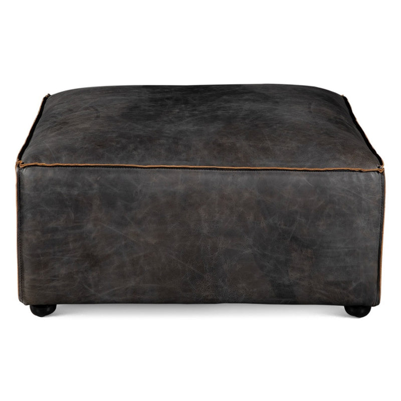 Portofino Loft Sectional Ottoman - Antique Ebony Leather