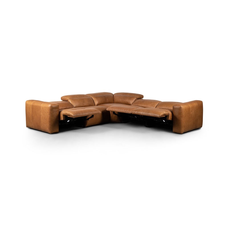 Four Hands Radley Power Recliner Sectional front fully reclined view