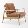 Mercana Raeleigh Accent Chair Tan Faux Leather Angled Side View