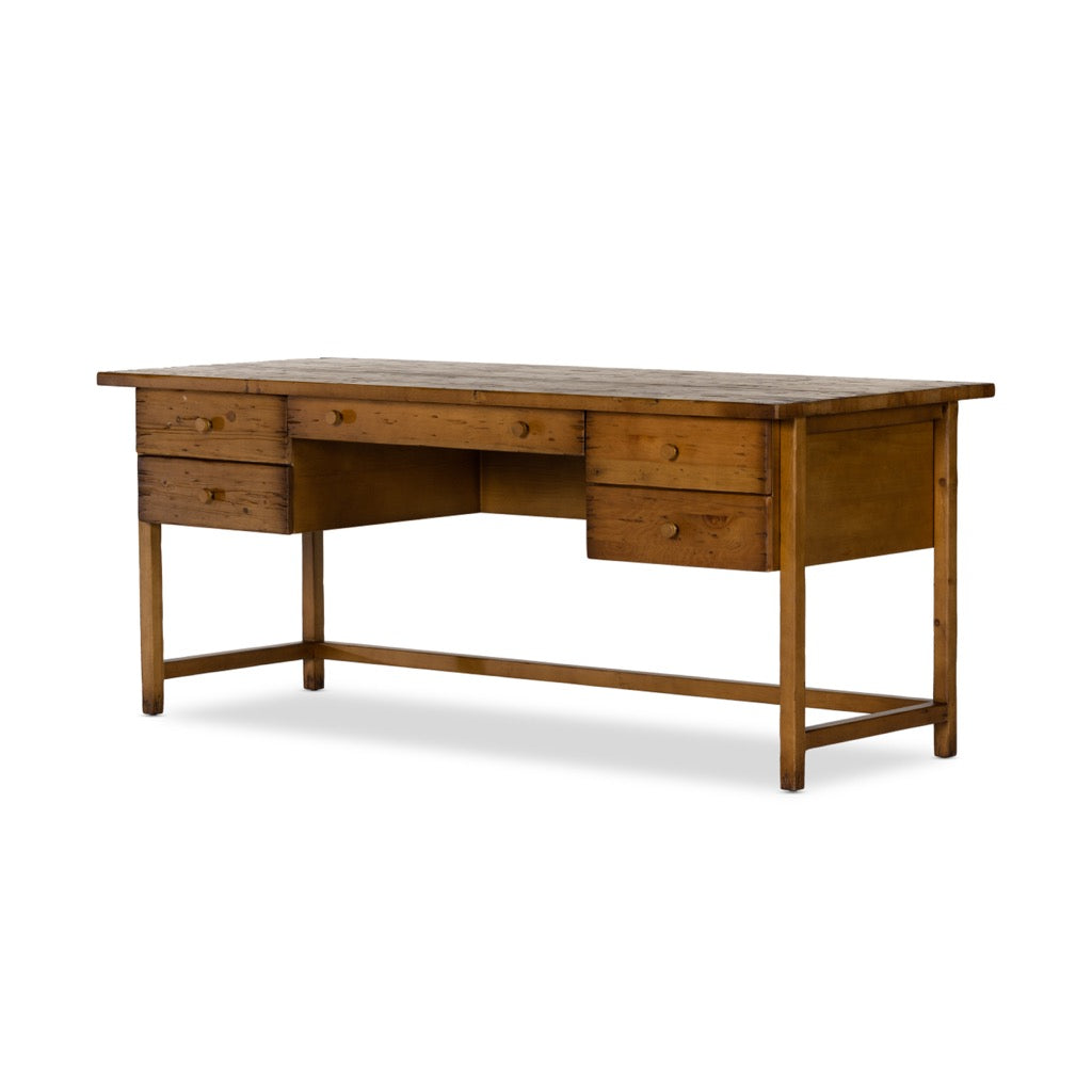 Reign Antique Desk Waxed Pine Angled View 232718-001
