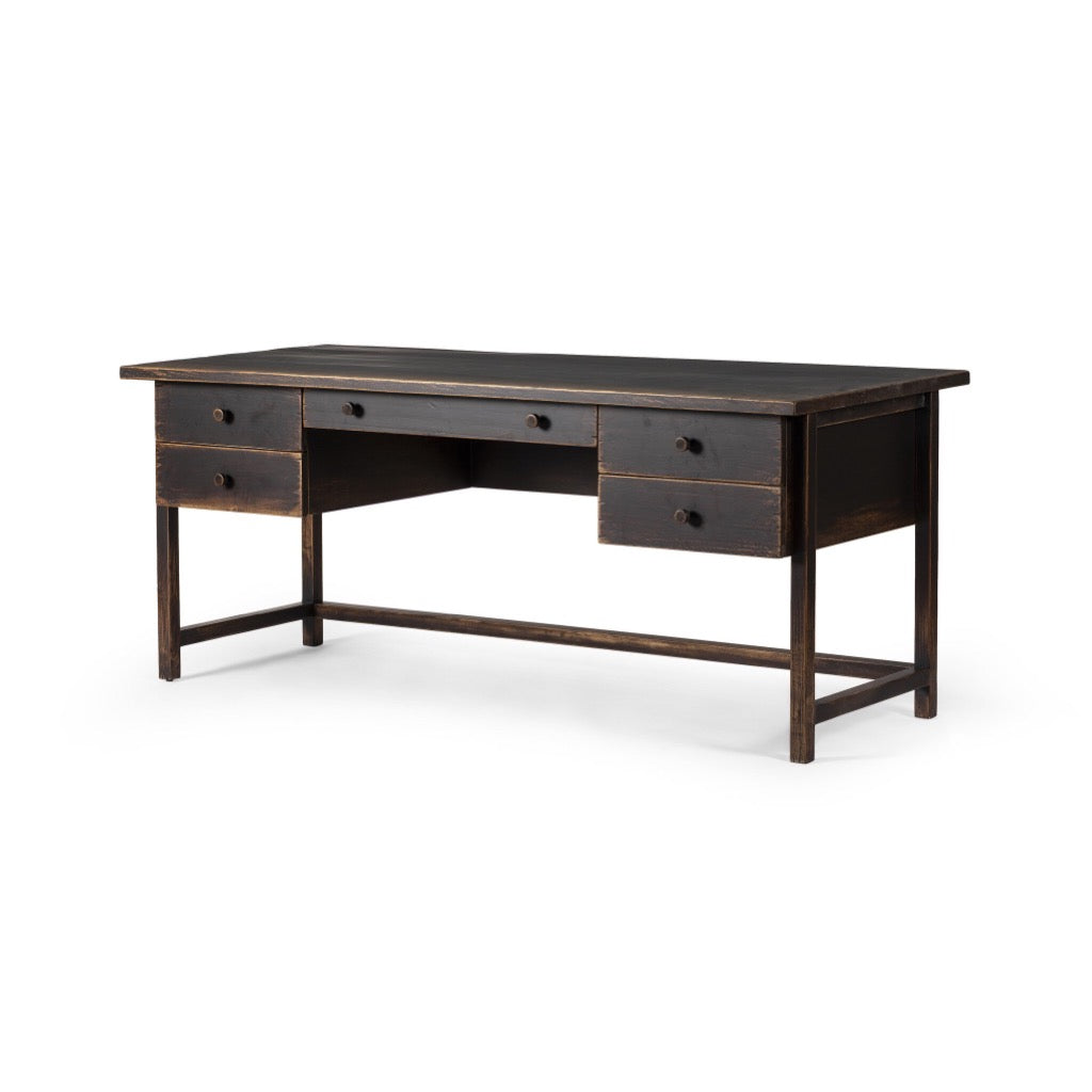 Four Hands Reign Desk Distressed Walnut Angled View 232718-003