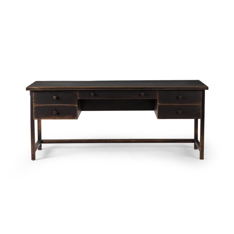 Four Hands Reign Desk Distressed Walnut Front View Four Hands