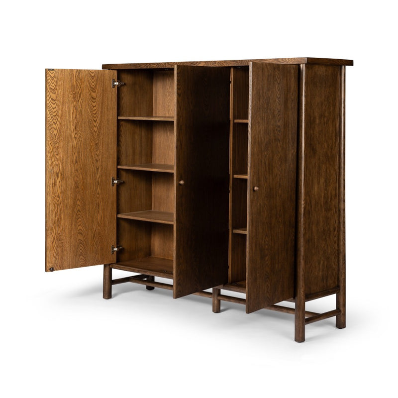 Four Hands Renaud 3-Door Cabinet angled open door view