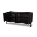 Four Hands Reza Sideboard Worn Black Parawood Open Cabinets